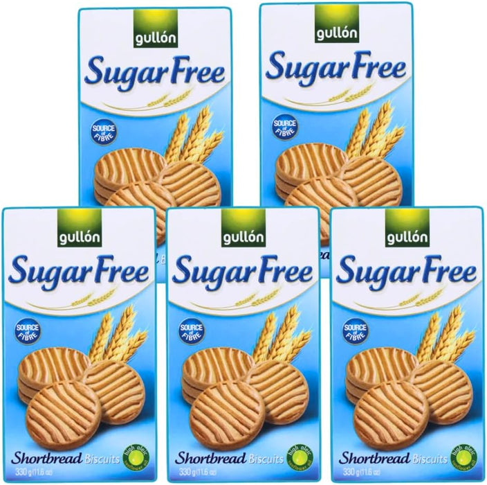 GULLON SUGAR FREE SHORTBREAD BISCUITS (5x330g) - No Sugar Added, Sugar-Free Biscuits | Biscuits Shortbread for Coffee | Dairy Free Biscuits, Biscuits Multipack | Sugar Free Biscuits