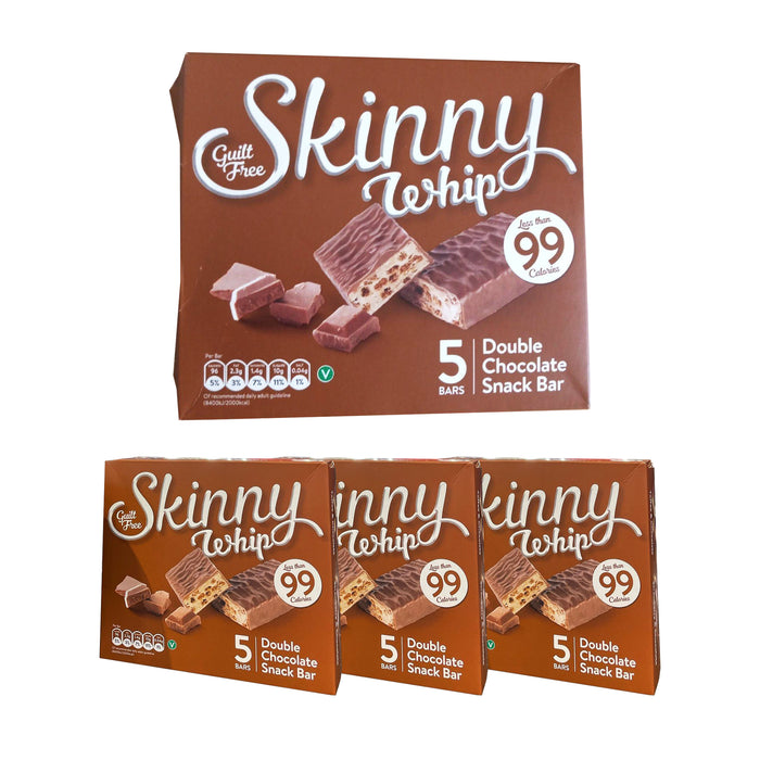 New Skinny Whip Snack bars less than 99 Calories (Double Chocolate, 4 Boxes)