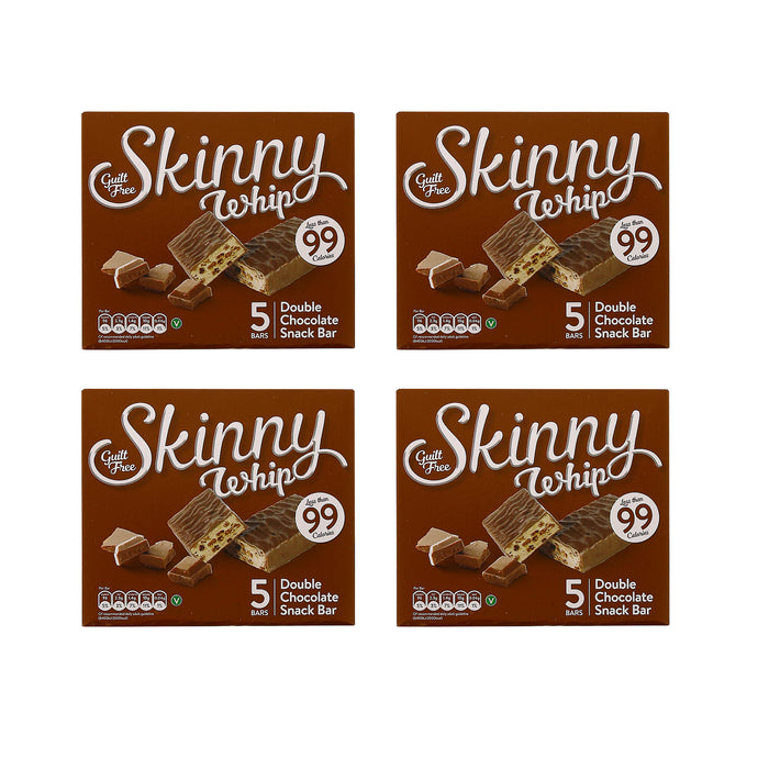 New Skinny Whip Snack bars less than 99 Calories (Double Chocolate, 4 Boxes)