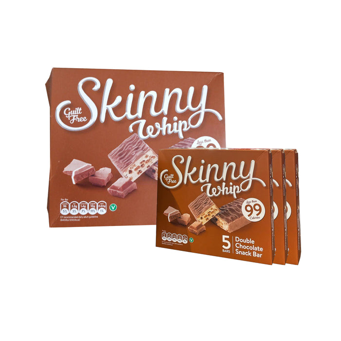 New Skinny Whip Snack bars less than 99 Calories (Double Chocolate, 4 Boxes)