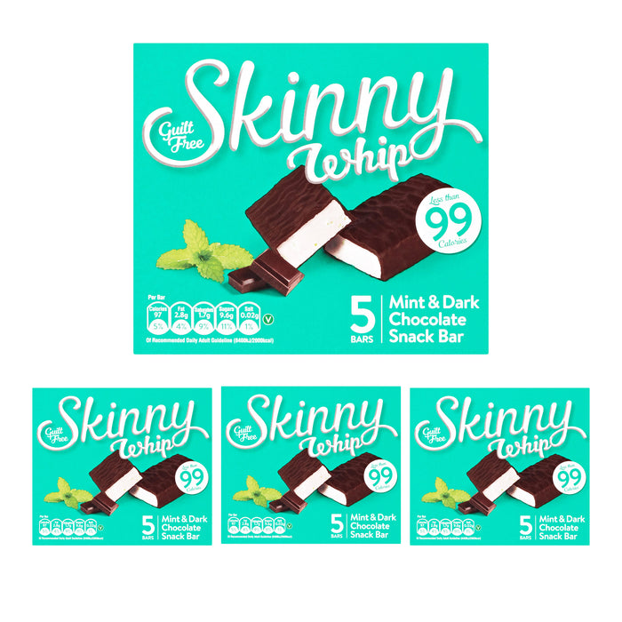 New Skinny Whip Snack bars less than 99 Calories (Mint & Dark Chocolate, 4 Boxes)