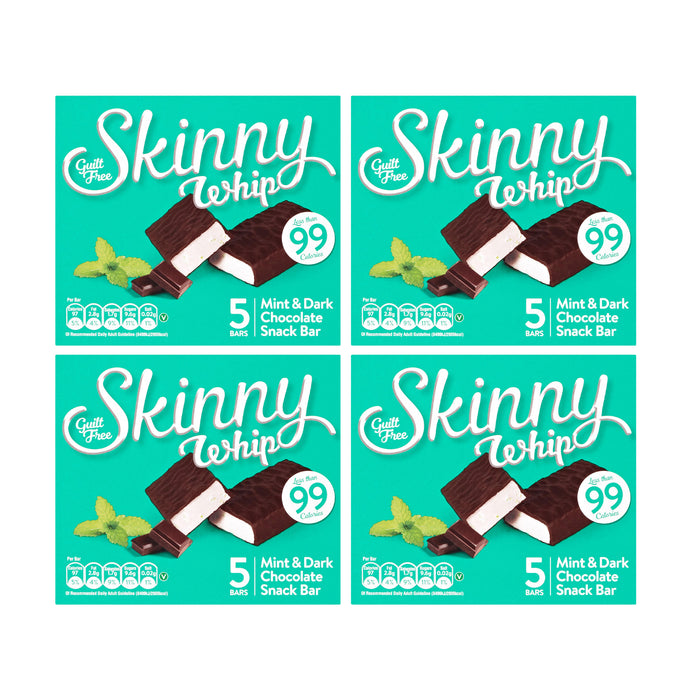 New Skinny Whip Snack bars less than 99 Calories (Mint & Dark Chocolate, 4 Boxes)