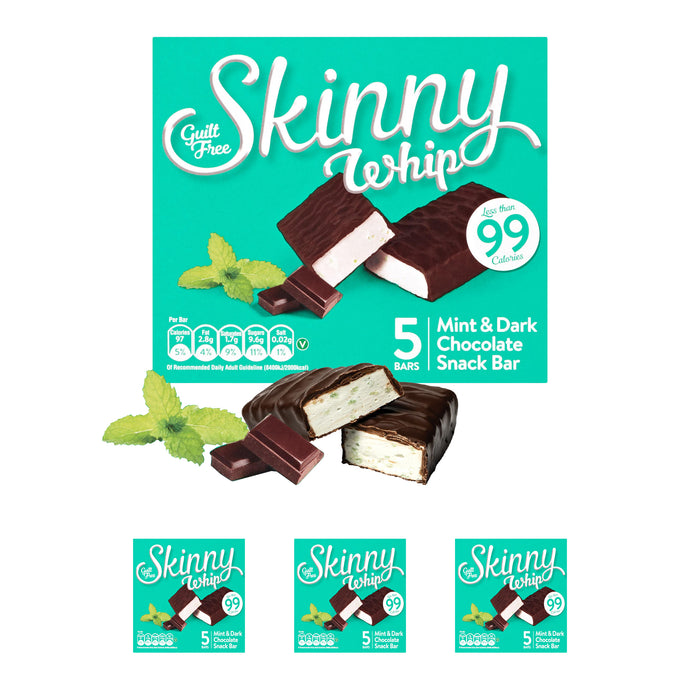 New Skinny Whip Snack bars less than 99 Calories (Mint & Dark Chocolate, 4 Boxes)