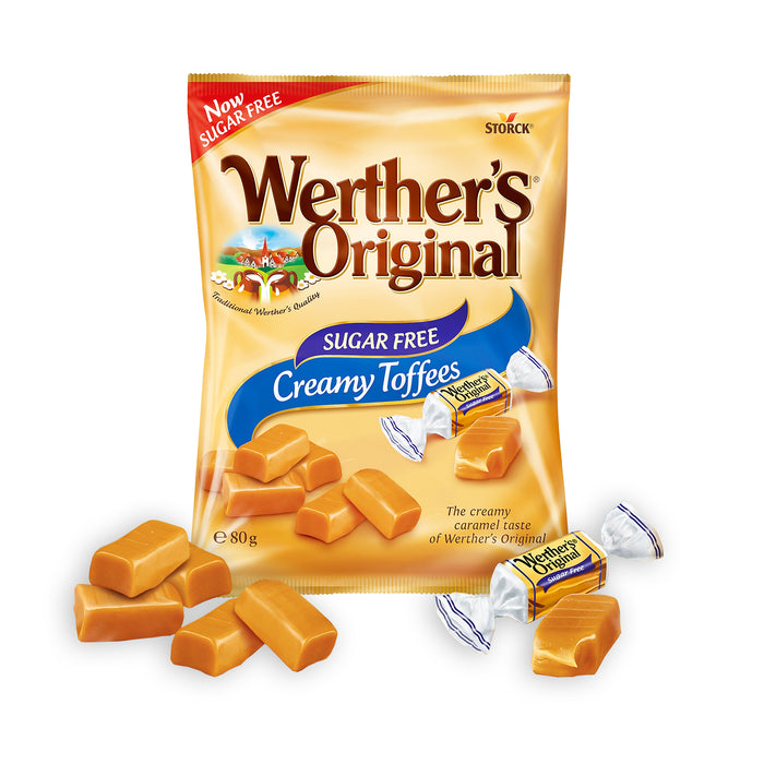 Werther's Original Creamy Toffee Sugar Free Retro Sweets 80g X 3 Packs